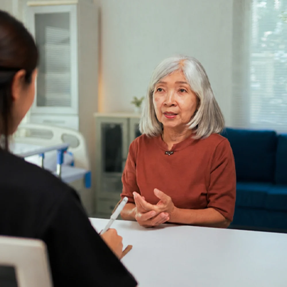 Consultant gynaecologist in a private consultation