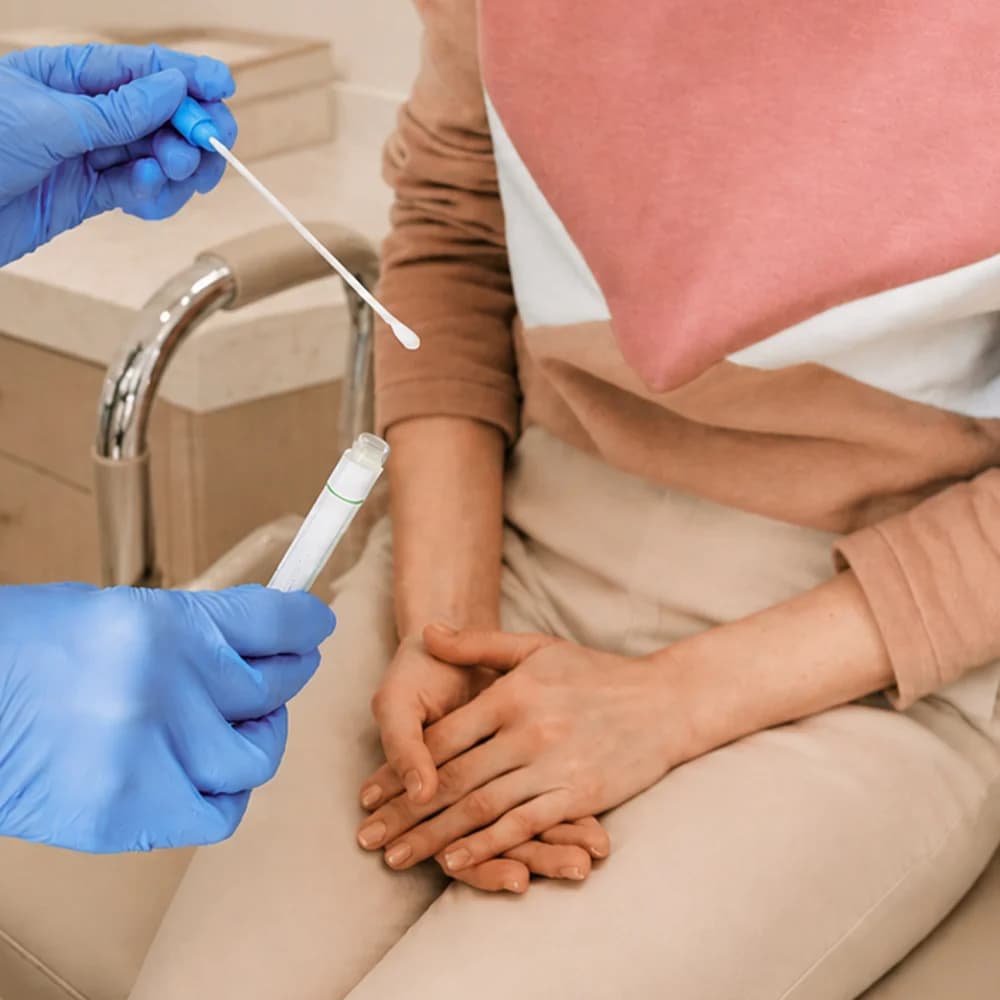 Skin biopsy sample being prepared for testing