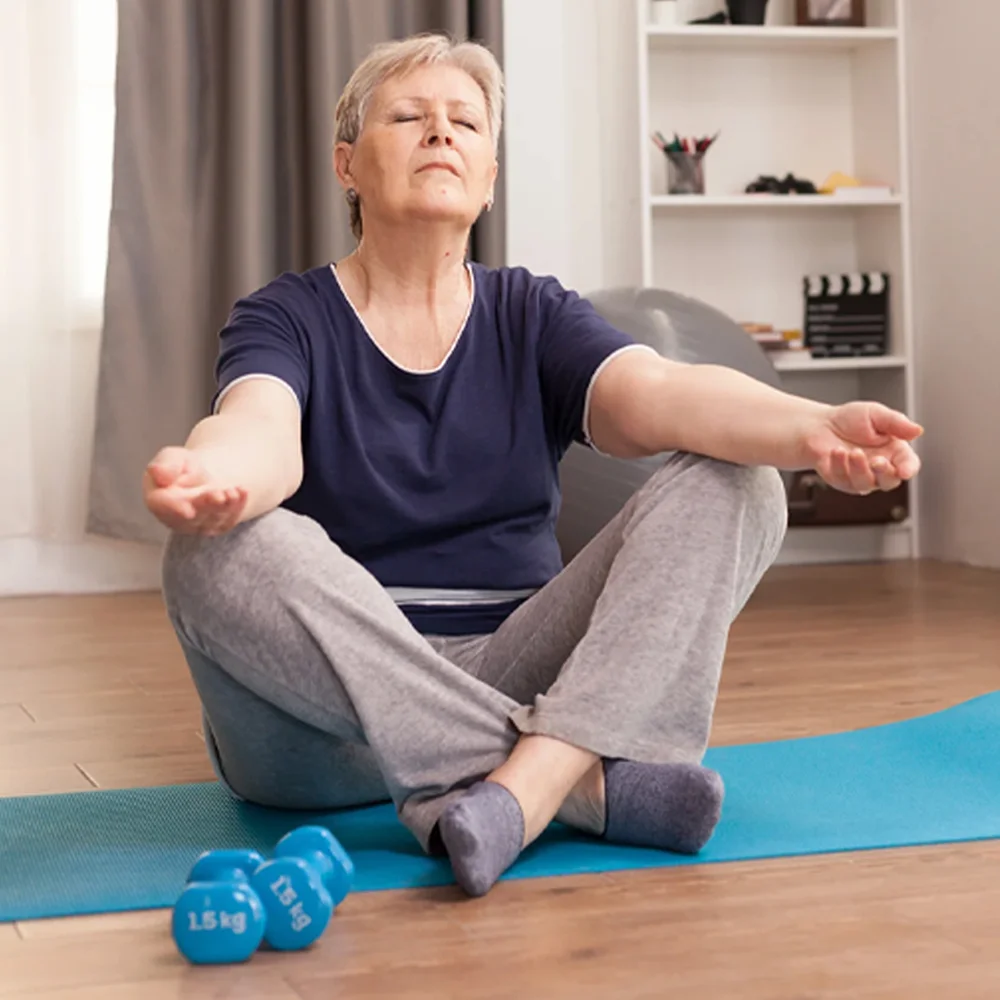 Woman exercising to support her pelvic floor