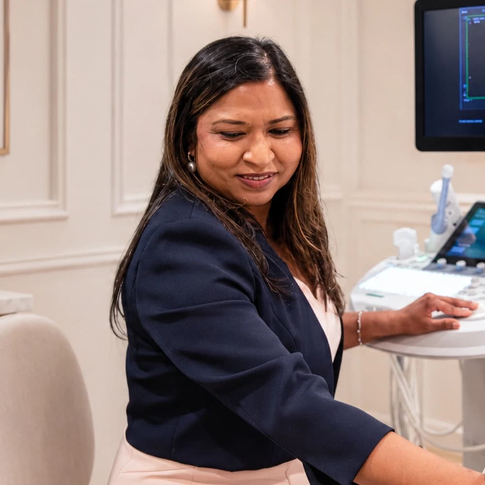 Dr Luxmi Velauthar reviewing a patient at a follow-up appointment