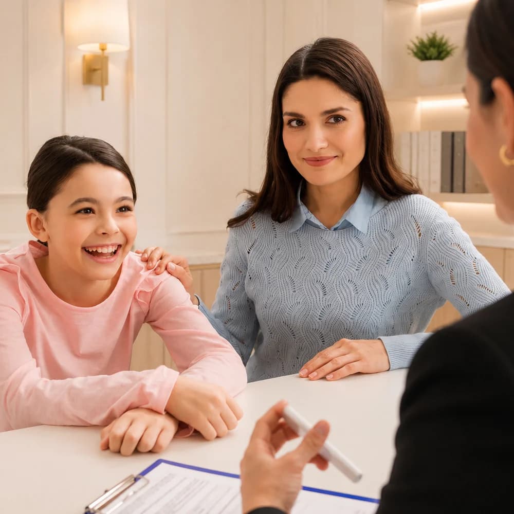 Family receiving advice from a consultant gynaecologist