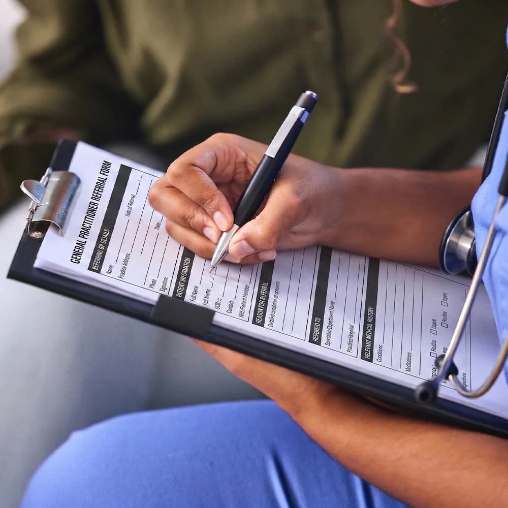 Patient attending a follow-up appointment over time